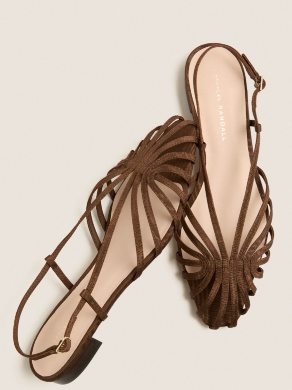Loeffler Randall Devon chocolate Brown Multi-Strap lattice Flat Sandals
